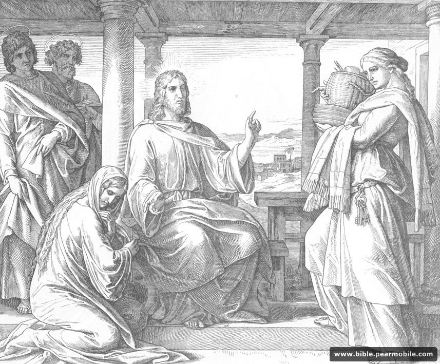 Luukkaan 10:40 - Jesus, Mary, and Martha